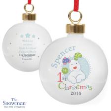 Personalised The Snowdog My 1st Christmas Blue Bauble